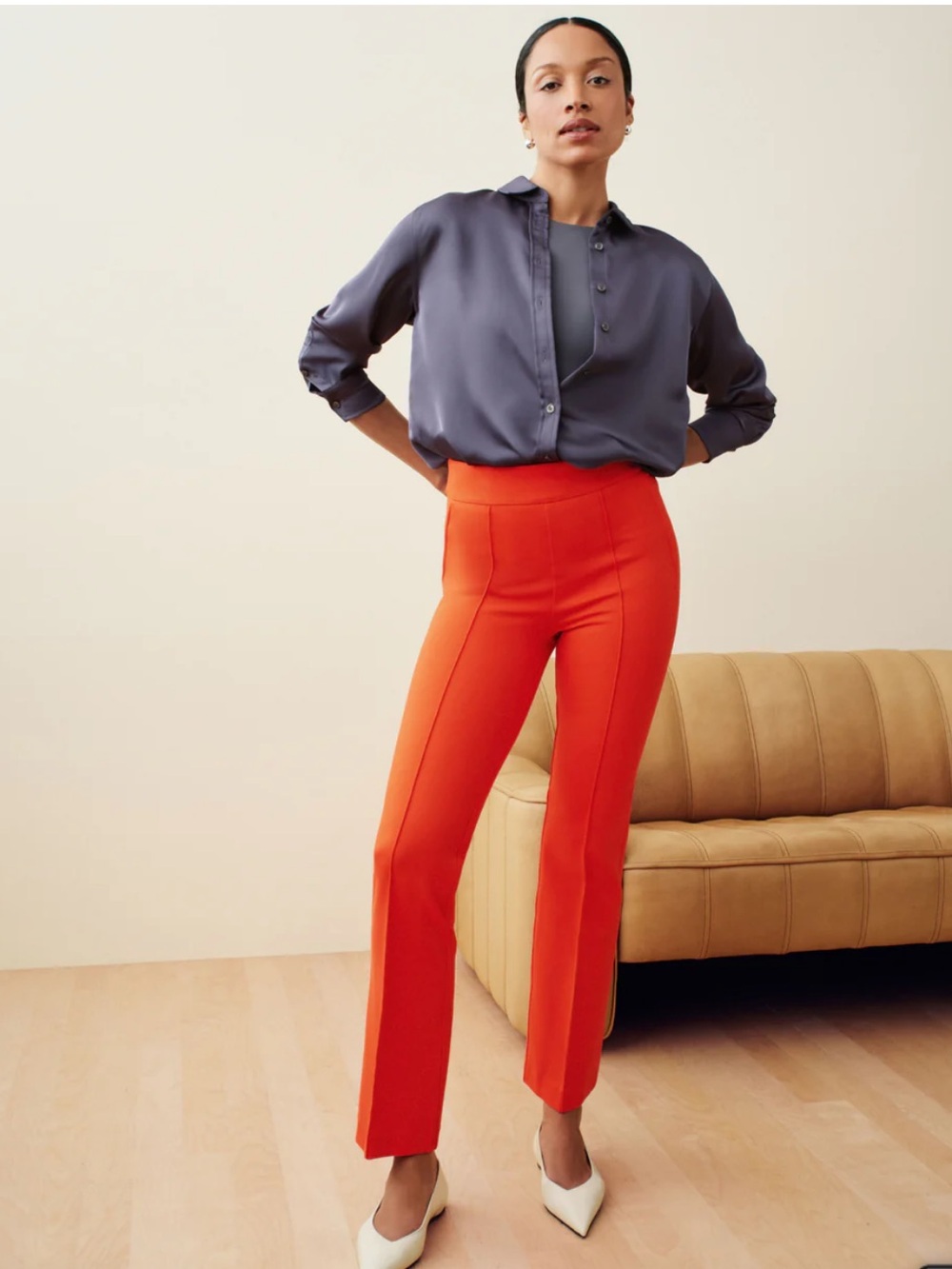 SPANX NWT Poppy Red-Ponte Kick Flare Pant with Pintuck, Size Medium